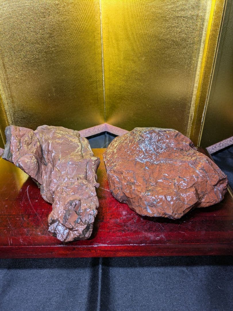赤石 原石2個セット 計約1.56kg 天然石 未加工 鑑賞用 水石 自然石
