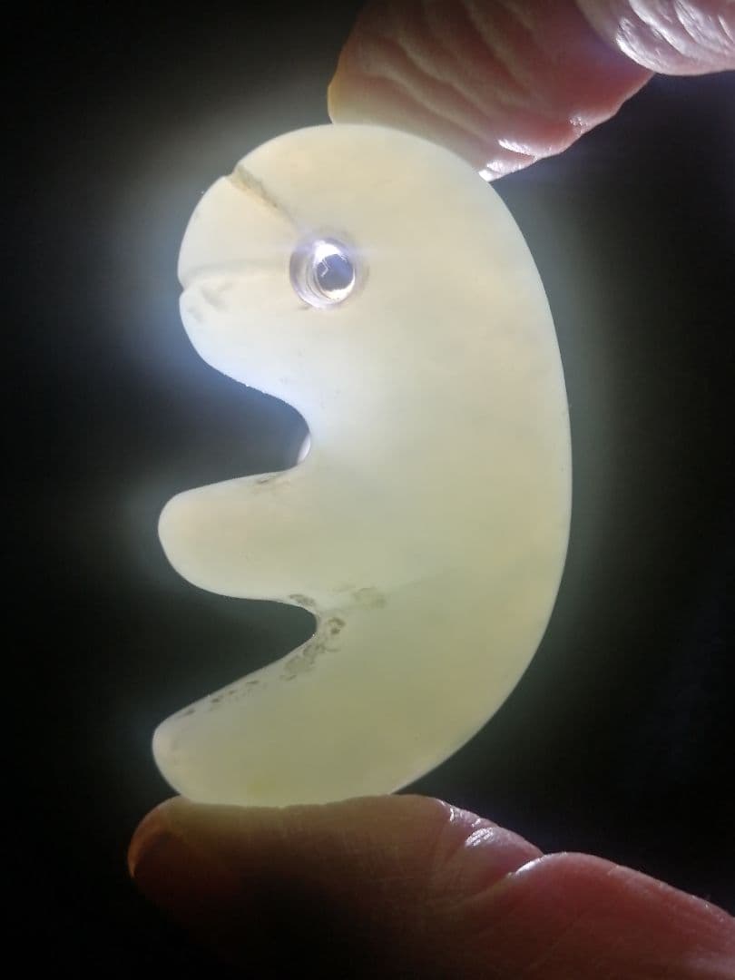 ★古墳期『糸魚川翡翠勾玉』出土品　5.50cm　『超琅玕翡翠』本物。儀式勾玉です