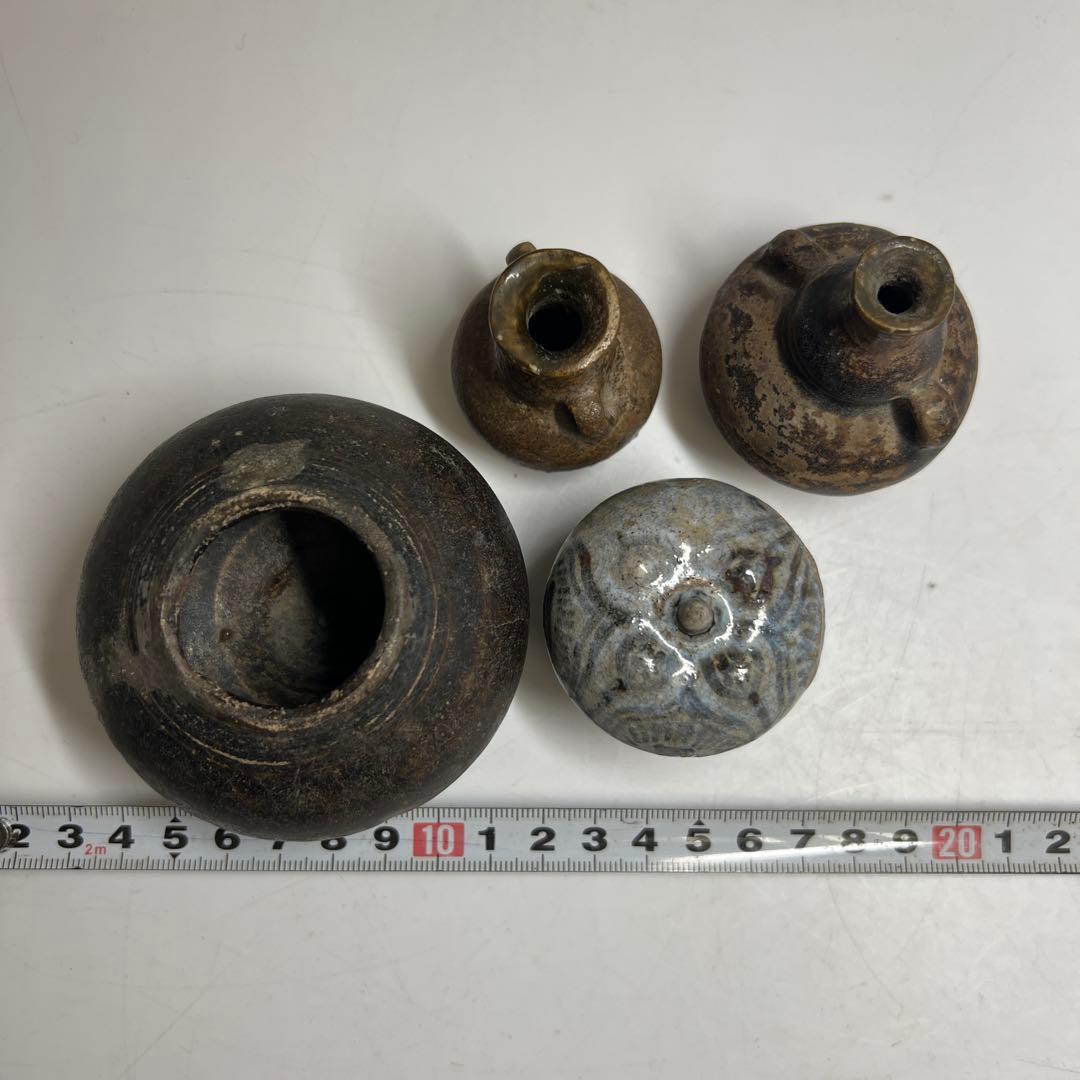 専用16世紀頃　宋胡ろく壺4点　最大h6cm 最長幅約8cm 東K8-0131①