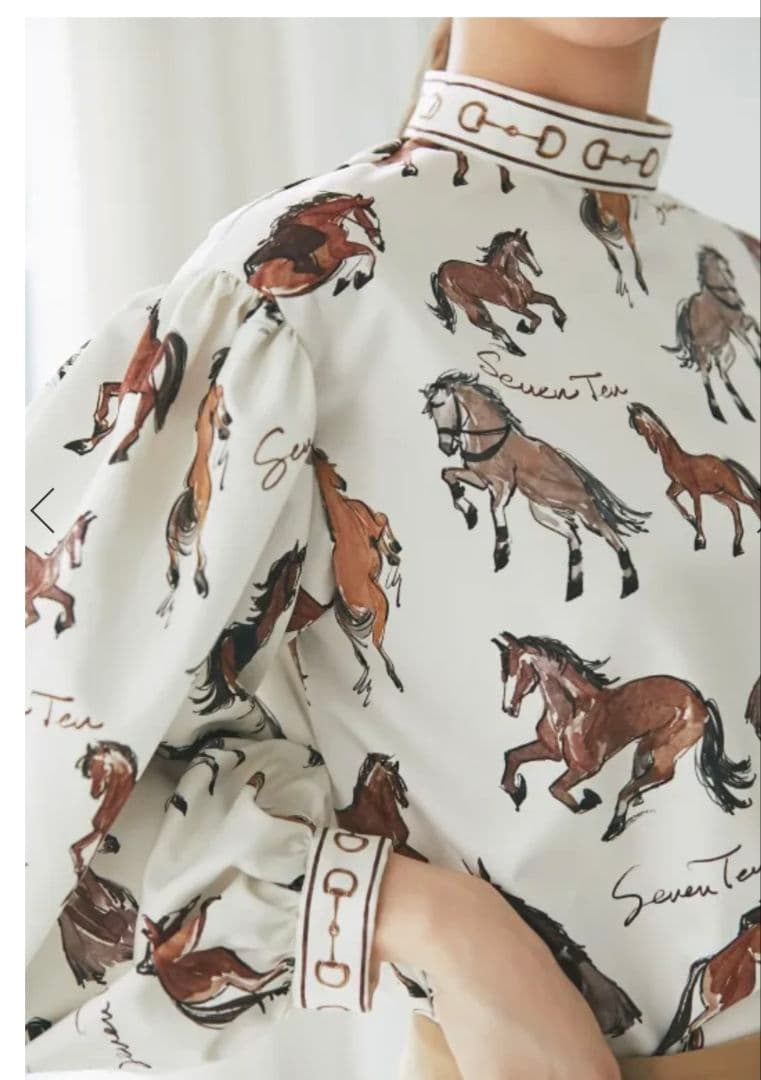 seventenセブンテン・ホースプリントブラウス(オフホワイト)S未使用に近い