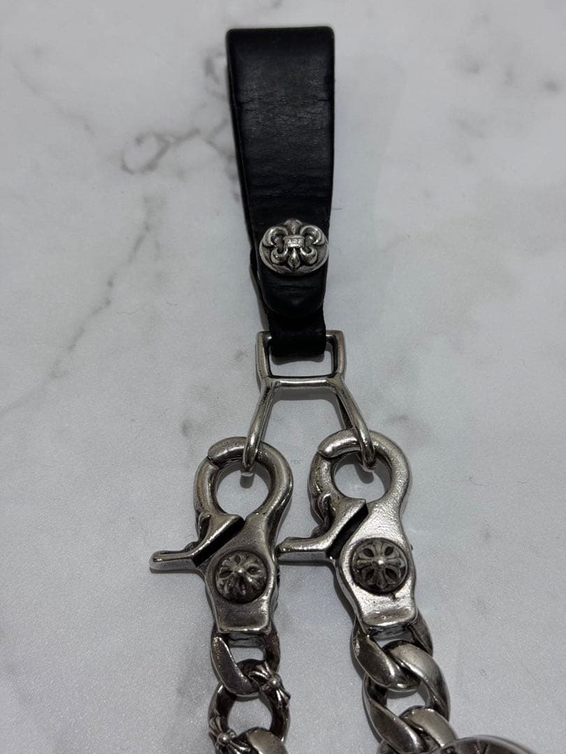 クロムハーツベルトループBSフレアボールボタンレザーベルトループ