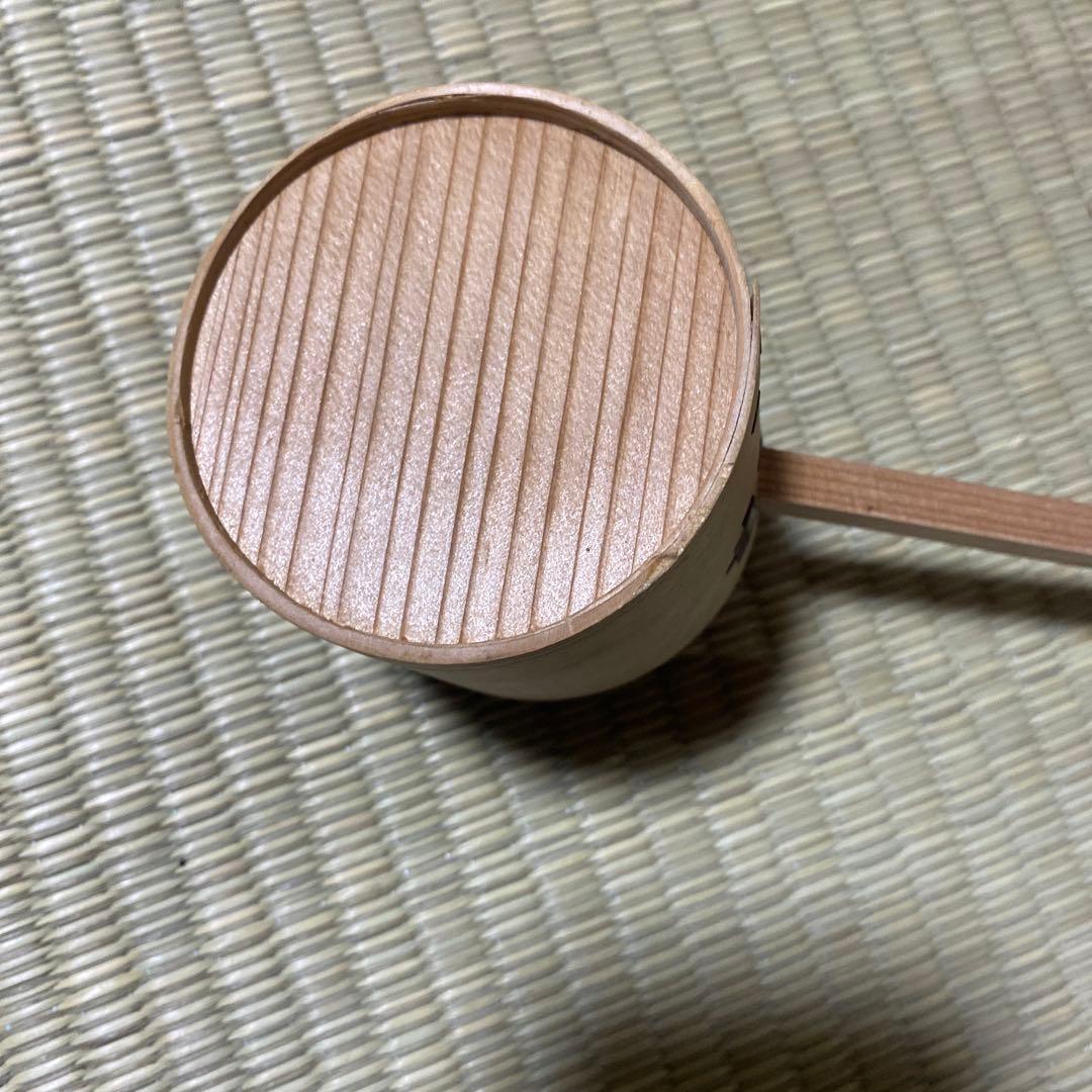 茶道具　水張桶　竹手付　通桶　 水屋道具　露地道具　手桶　割蓋　　柄杓付き