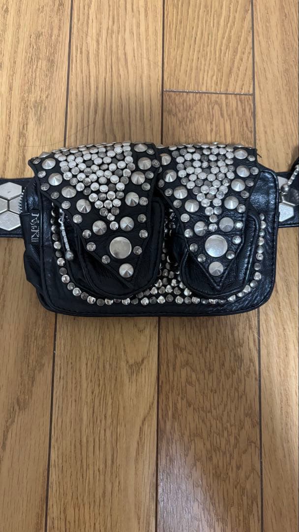 バッグ Kmrii hip bag CRAZY SILVER STUDDED