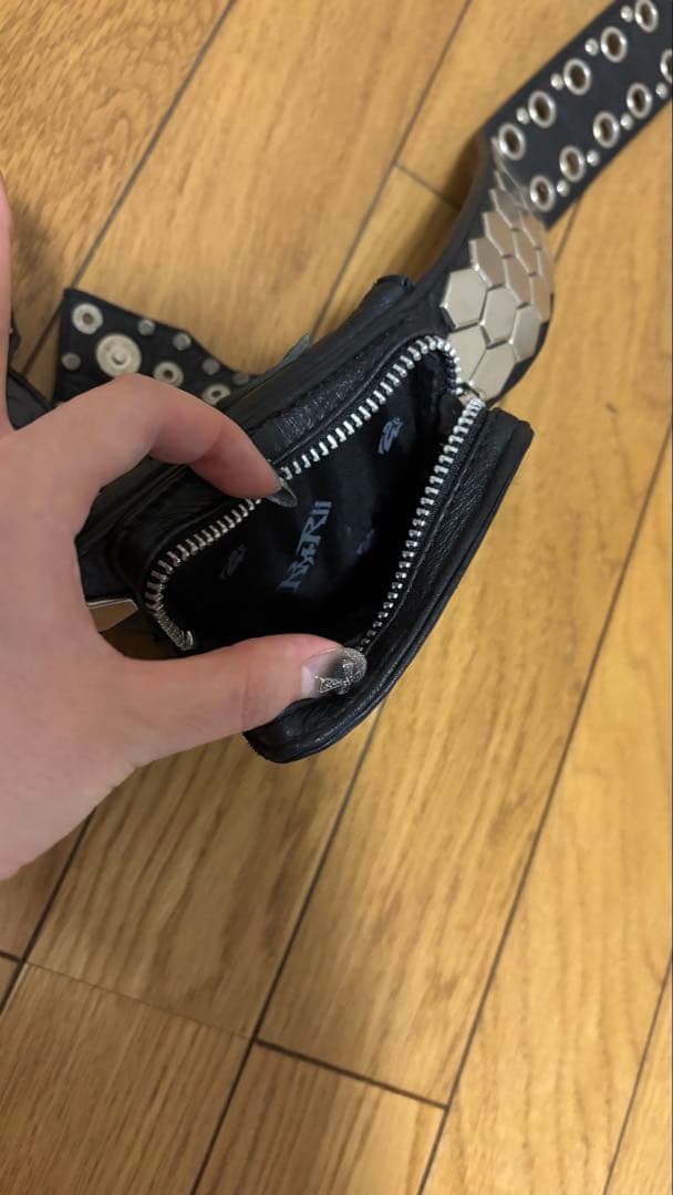 バッグ Kmrii hip bag CRAZY SILVER STUDDED