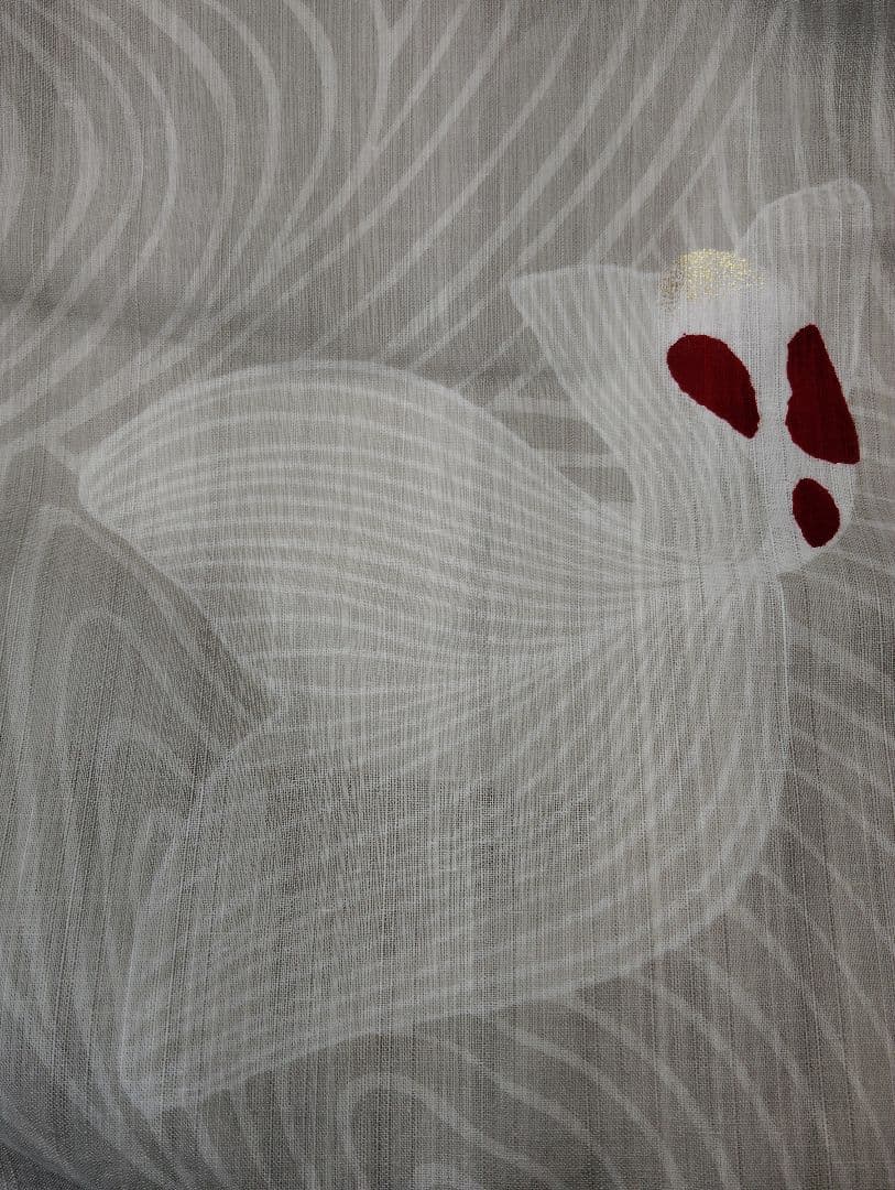 美術サロン高級浴衣 金魚柄 金箔 知多木綿 麻混　ベージュ系大人の浴衣