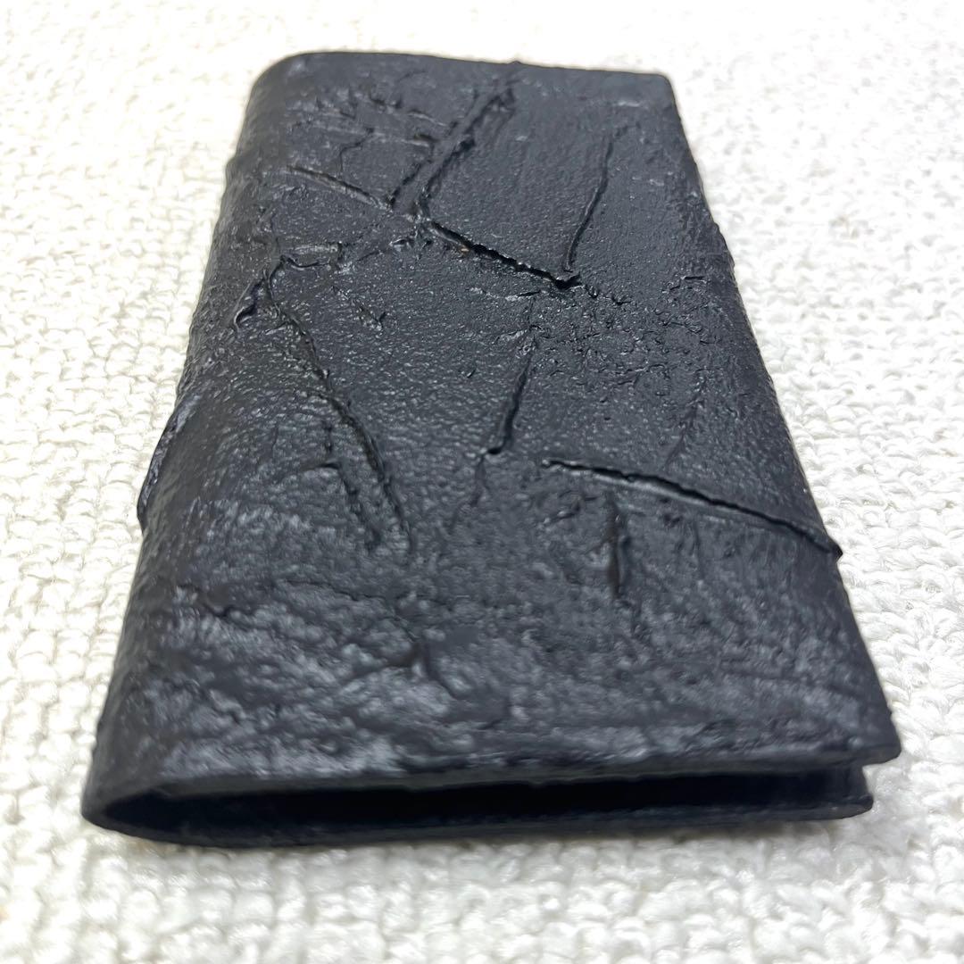 【美品】カガリユウスケ カードケース 黒壁 牛革 漆喰 パテ 名刺入れ