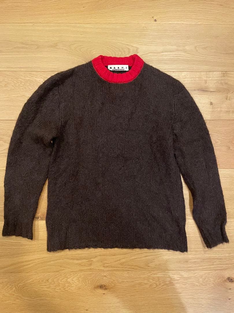 MARNI ブラウン・レッド ニットセーター