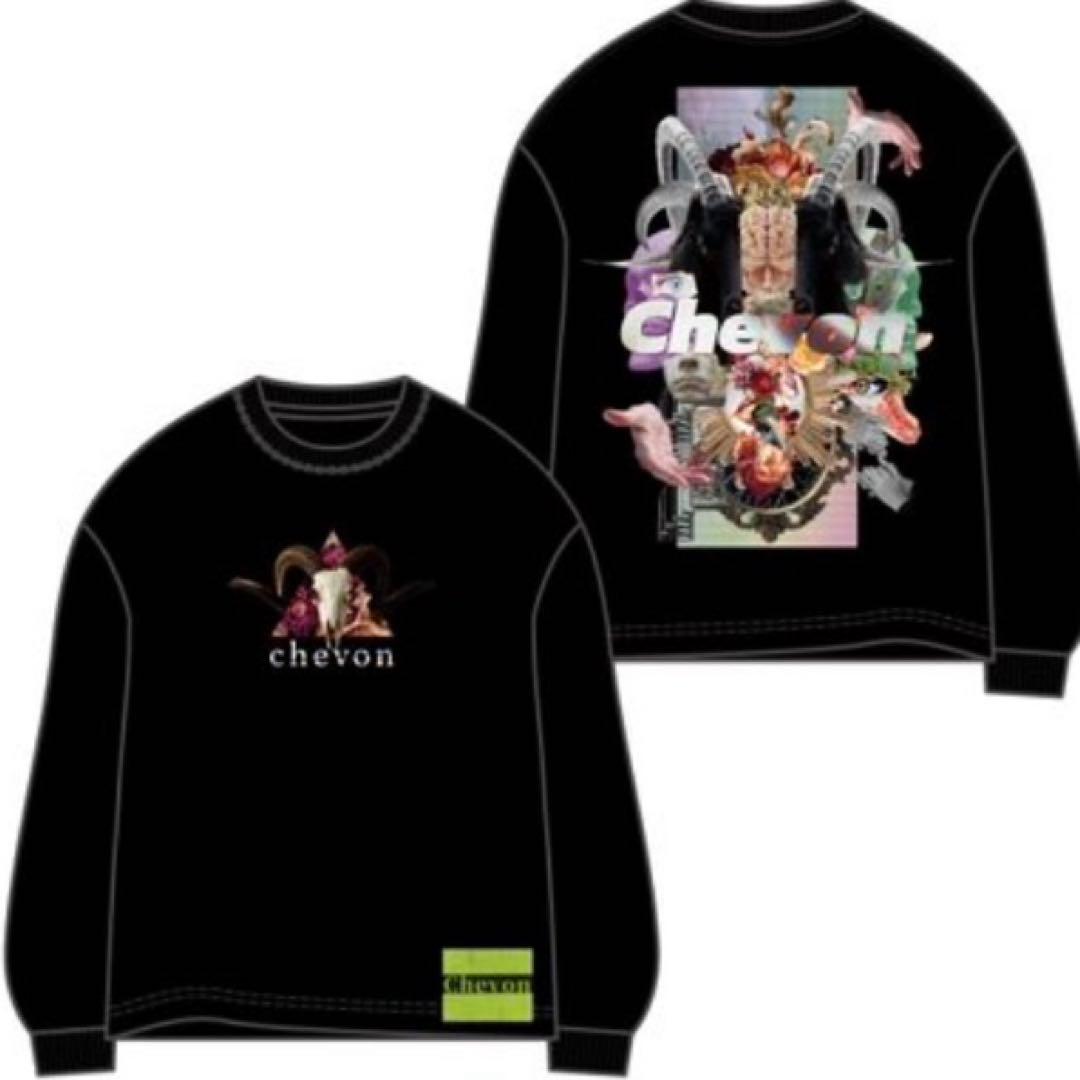 Chevon コラージュアートロンT ブラック(L)