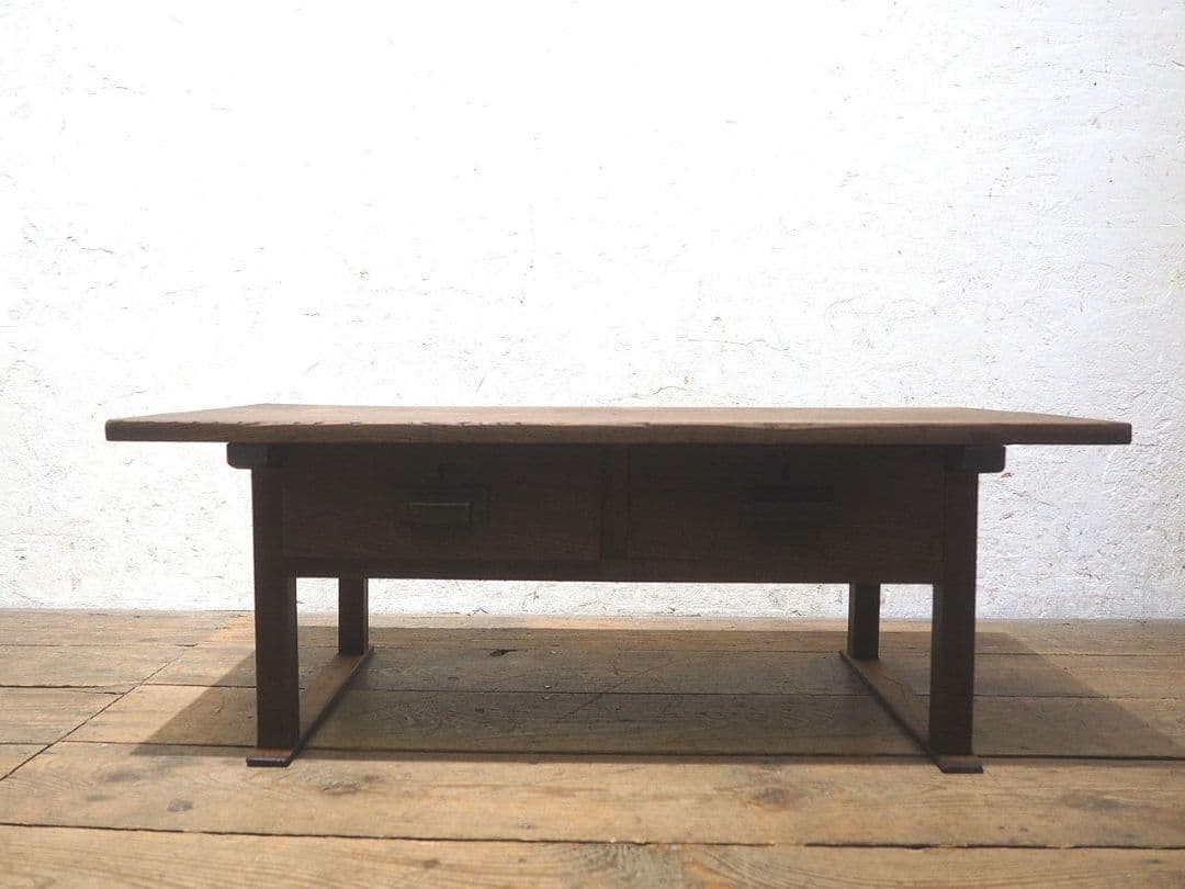 1313 アンティーク　栗の文机　ローテーブル　引き出し　収納棚　レトロ　展示台