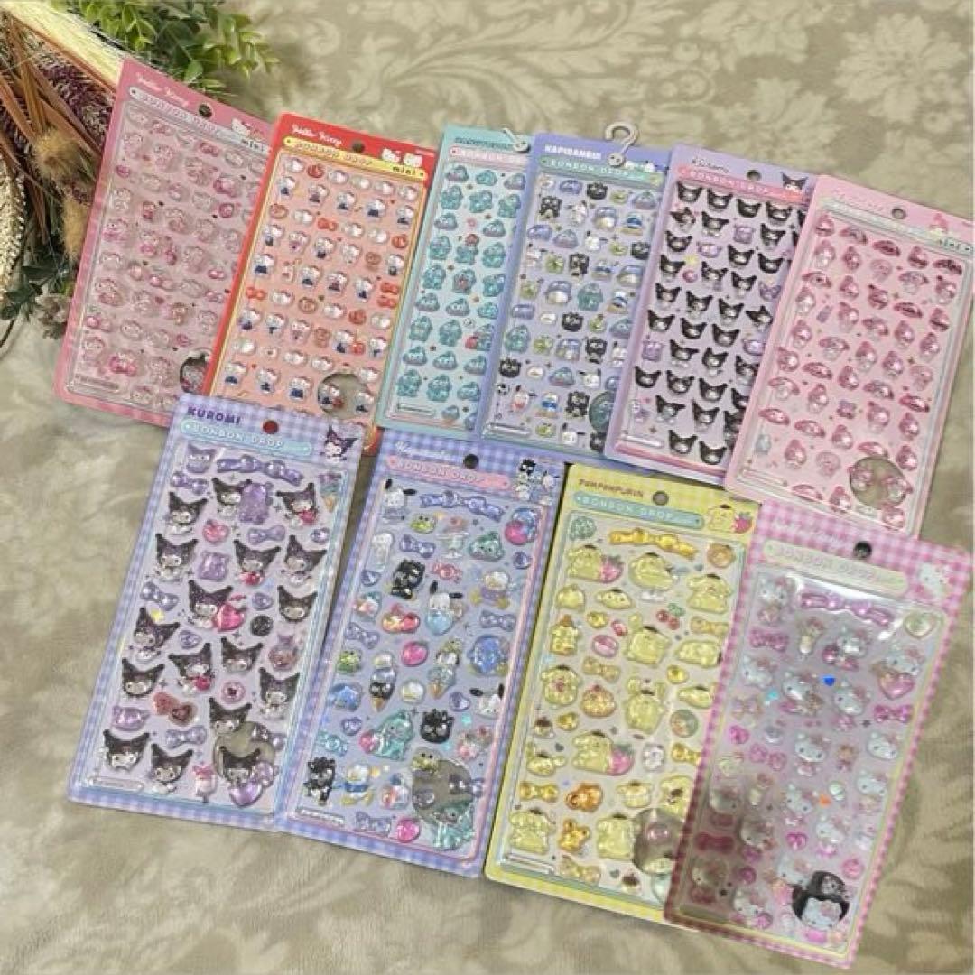【正規品】ボンボンドロップシール　ミニ　ハピダン　クロミ　プリン　キティ　大