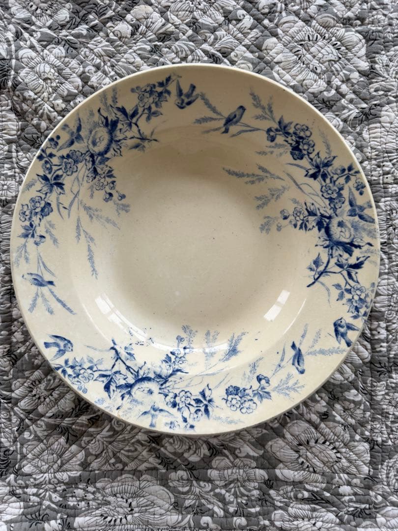 フランスアンティーク陶器クレイユモントローlinotte深皿スープパスタ皿.e