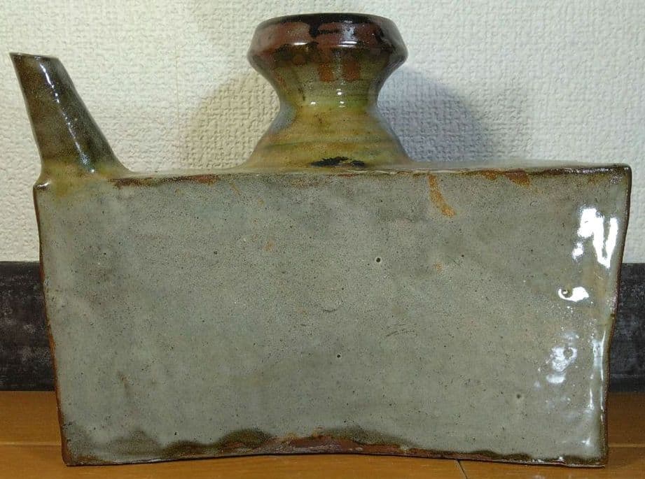 人間国宝 金城次郎 魚紋抱瓶 栞 共箱 美品 壺屋焼 壷屋焼 やちむん 大きい