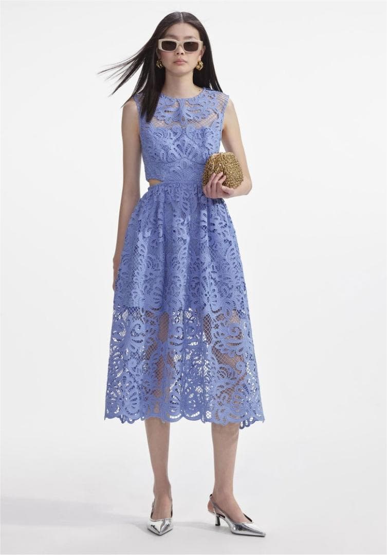 コ*マ様 セルフポートレイト ワンピース レース ブルー UK8 未使用 Cut