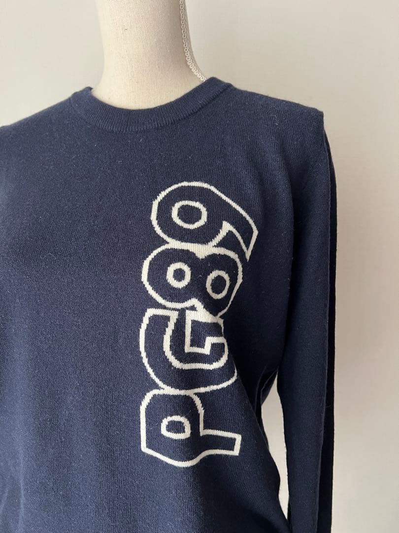 ピッティ3 様パーリーゲイツ　カシミア混ネイビーロゴセーター