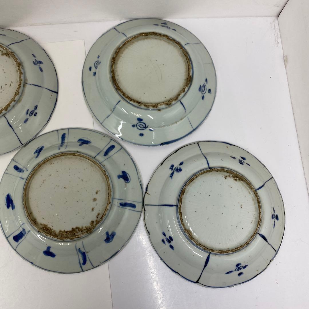 専用　中国明時代　古染付　七寸皿　7枚　チヒコ　東さ6-1201③