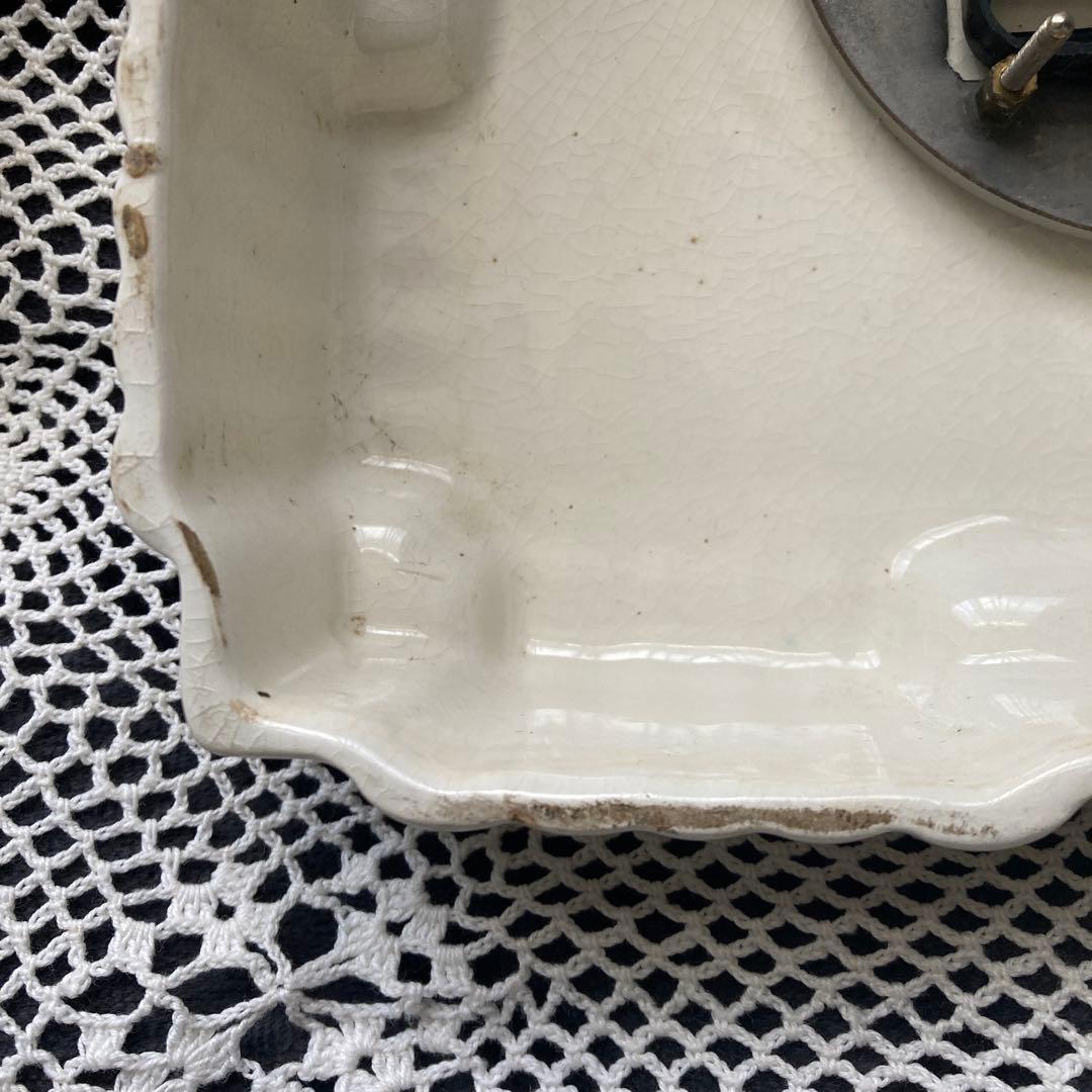 フランス アンティーク SMI社製 レトロ 壁掛け時計 ホワイト・イエロー