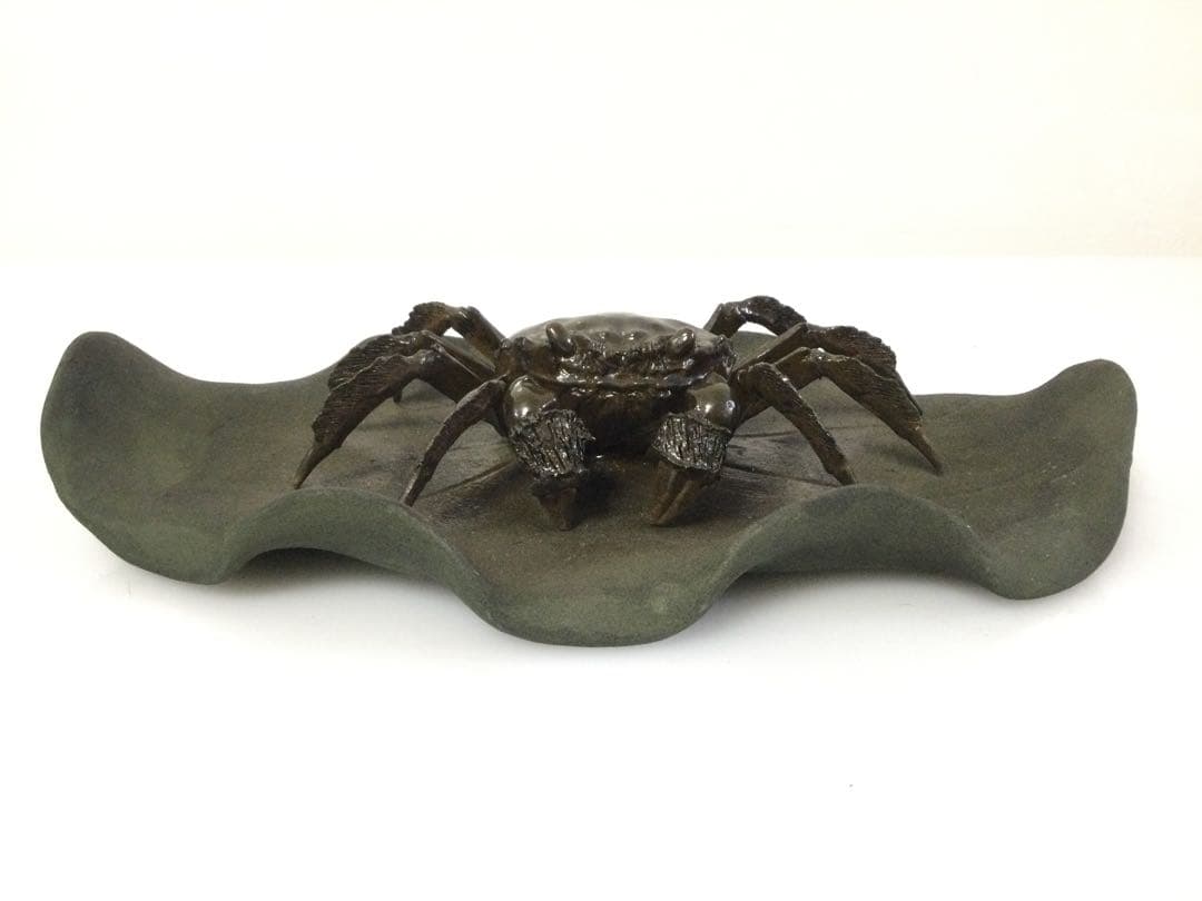 陶器置物 蟹置物 銘無し 焼物 M 検)水月焼 楽山焼 二六焼