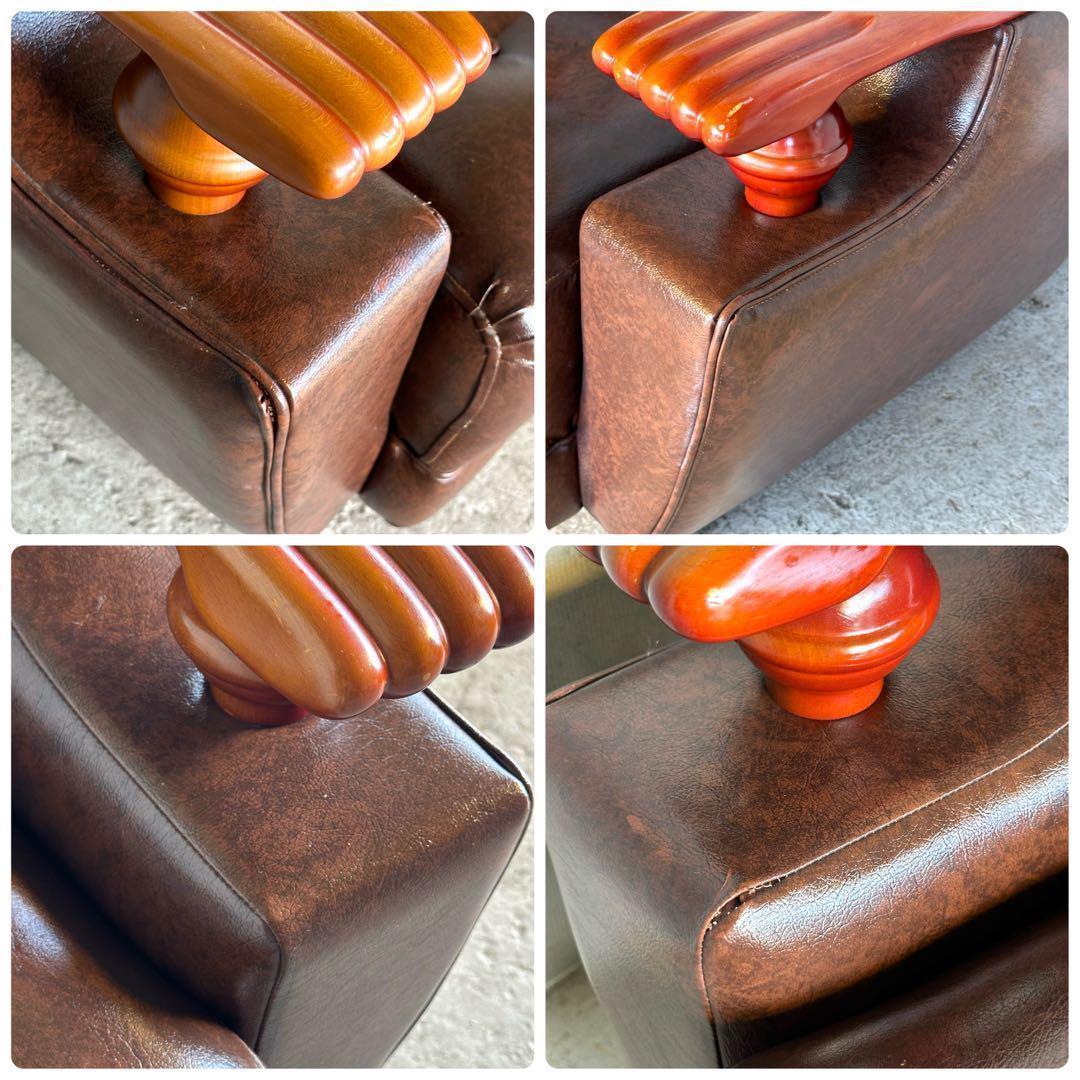 ✦70s✦チェスターフィールド調 PUレザー 1人掛けソファ　アンティーク