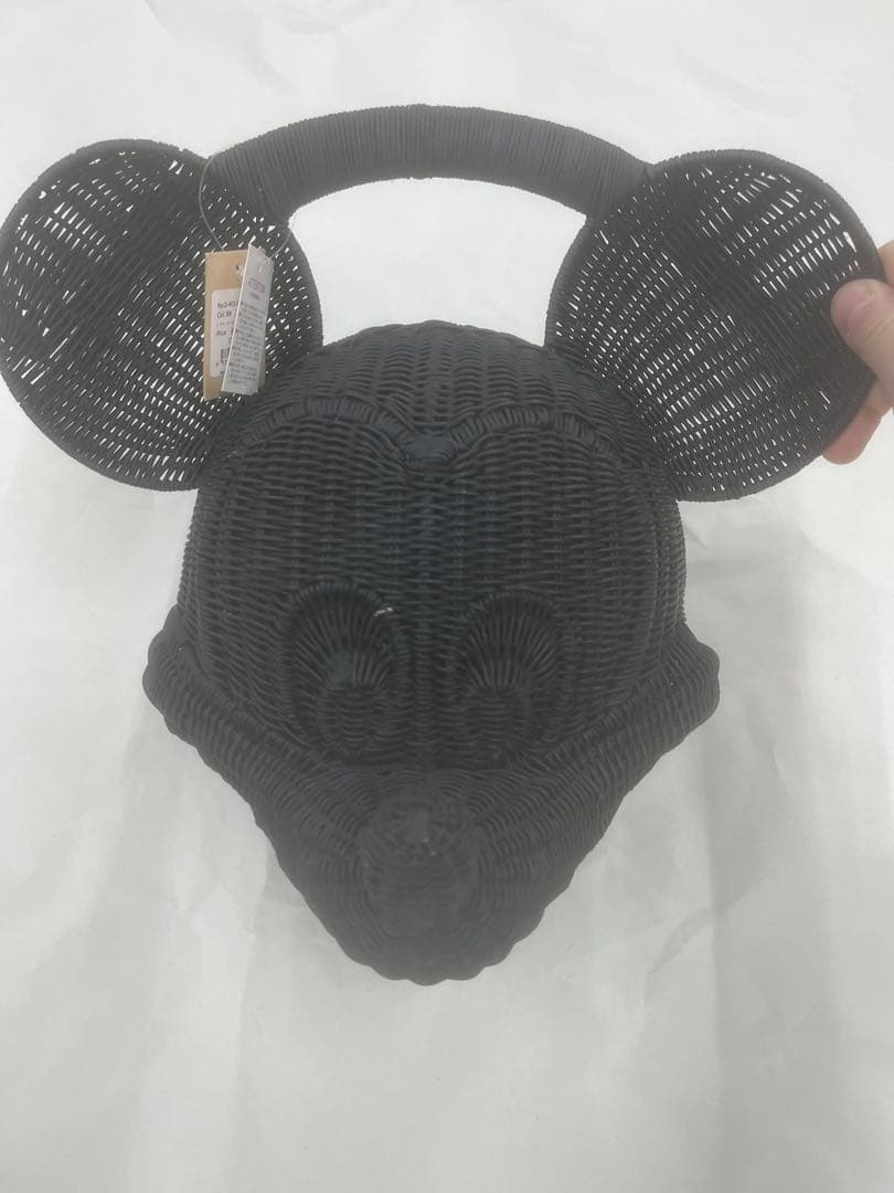 ミッキー型 ブラック かごバッグ