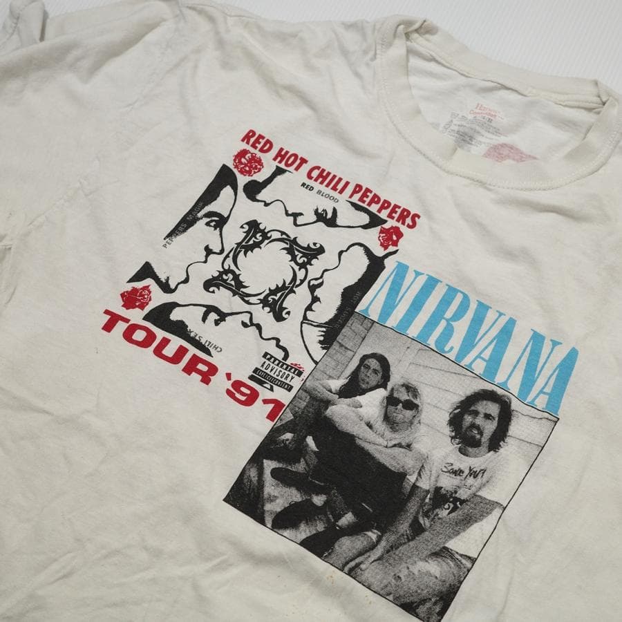 RHCP×NIRVANA 91年ツアーTシャツ XL / 白 ブート
