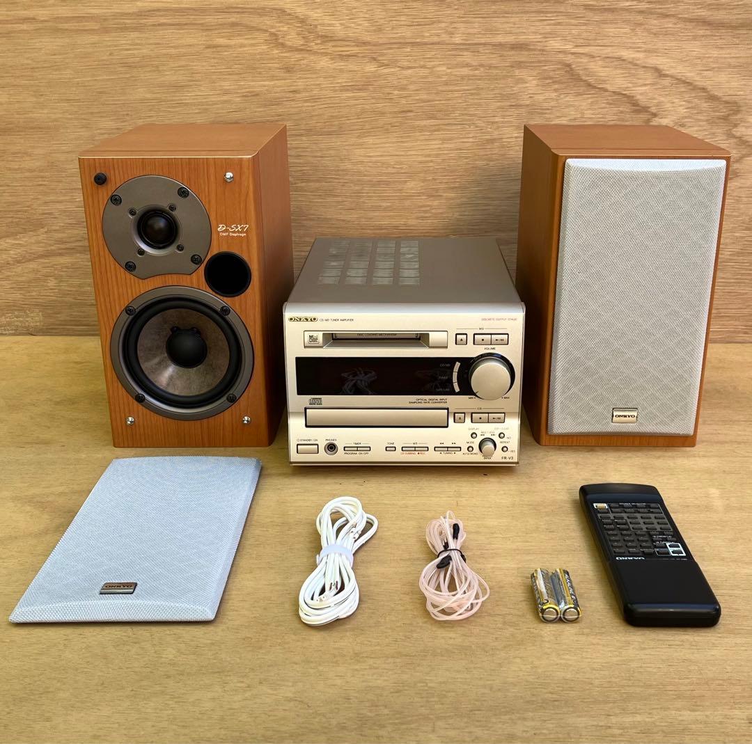 【動作品】ONKYO FR-V3 ミニコンポ 本体、リモコン、スピーカー