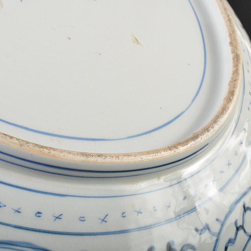 伊万里焼　古伊万里　大明成化年製銘　染付　蛸唐草松竹梅文　大皿　V　R5969B