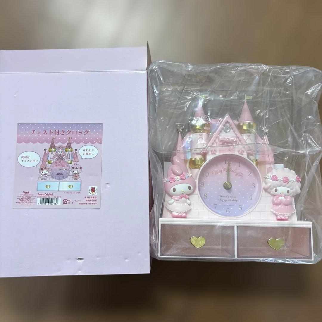 未使用 サンリオ マイメロディ お城型　チェスト付きクロック　置き時計