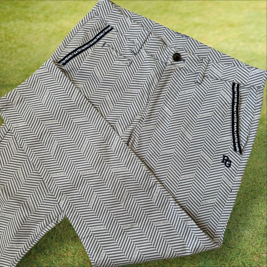 美品　パーリーゲイツ　パンツ　総柄　L〜XL相当 ネイビー　グレー　紺　5