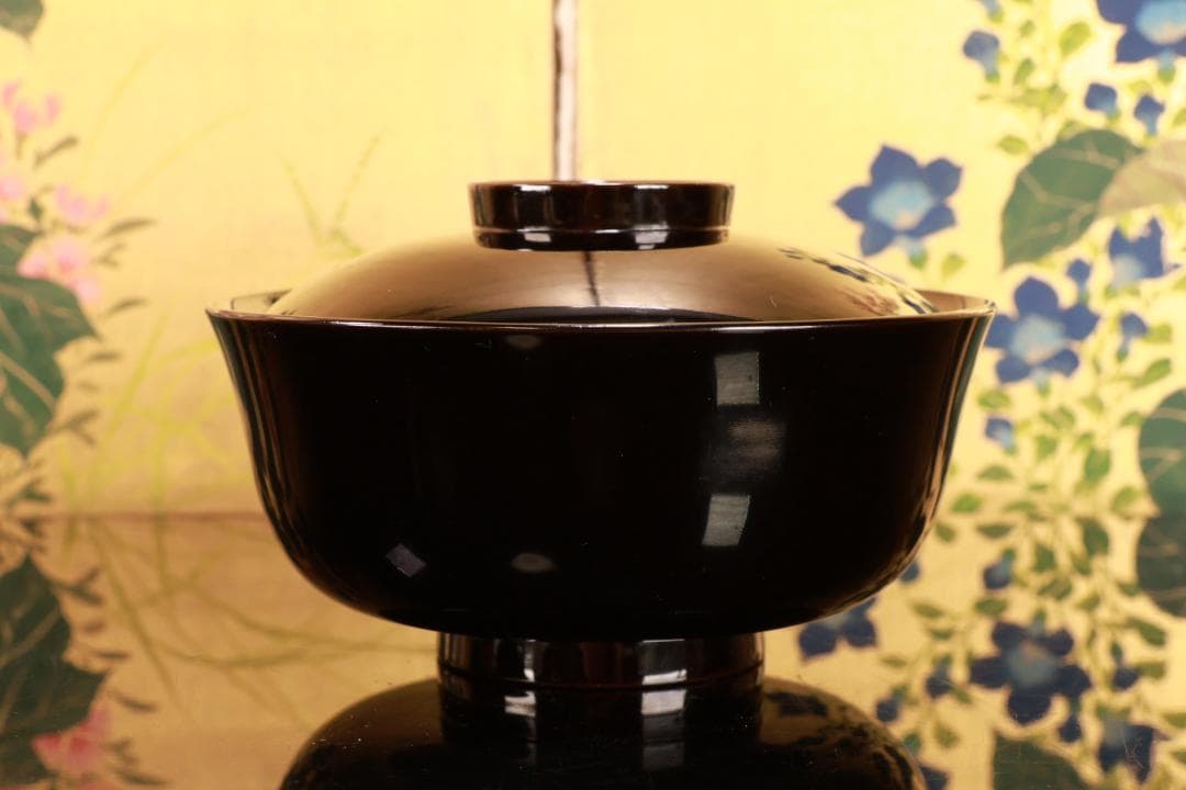 はる、BJ031A 時代輪島塗　秋乃草図金蒔絵　あつもの椀　吸物椀　二客