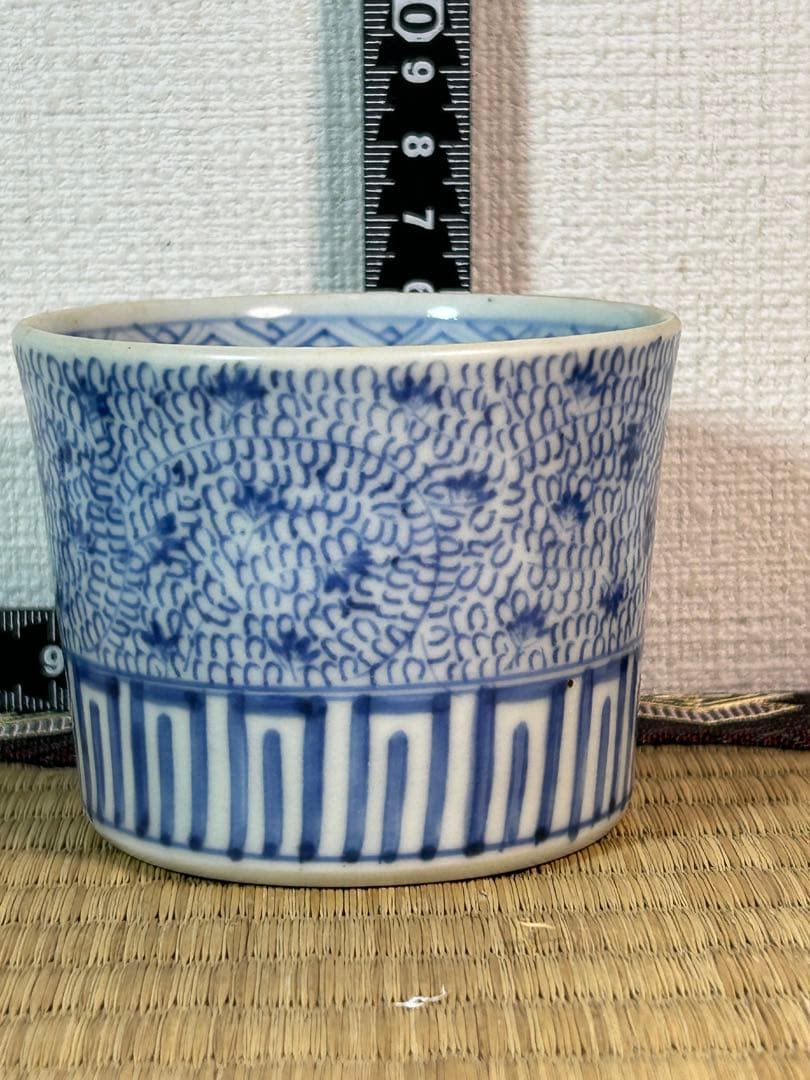 古伊万里染付　微塵唐草　花唐草 蕎麦猪口　向付け　まとめて4点