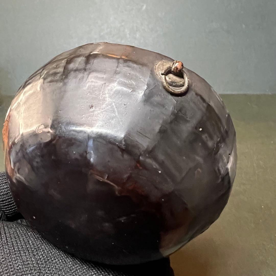 江戸期 木製 金蒔絵 笹丸紋 道中盃◎提げ環付 刳貫き 時代漆器◎古美術庵々