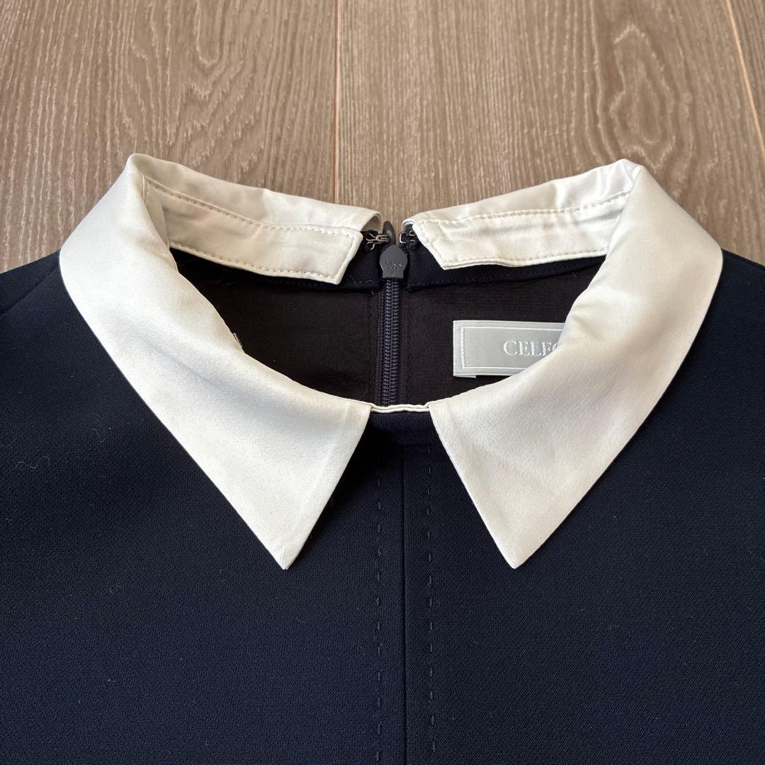 【新品未使用】CELEB ネイビー フレアワンピース 34