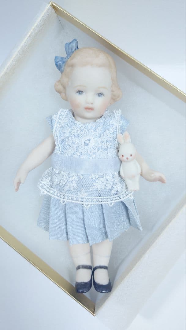 ちびくま工房　勿忘草ちゃんとちびうさビスク付　シルクワンピ