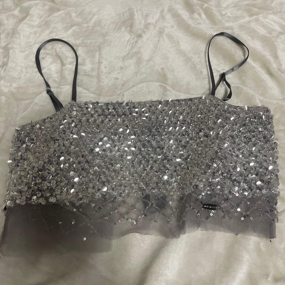 Maison Specialビーズ装飾 グレーキャミソール