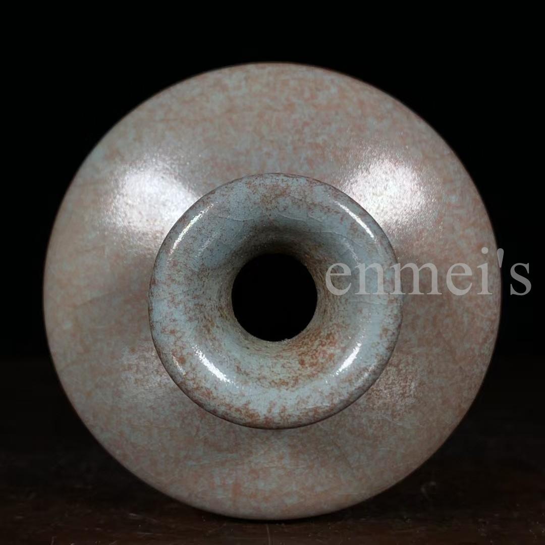 中国古美術・希少・旧蔵品・宋代冬瓜瓶（陶磁器）•汝窯・案頭・置物・文房具