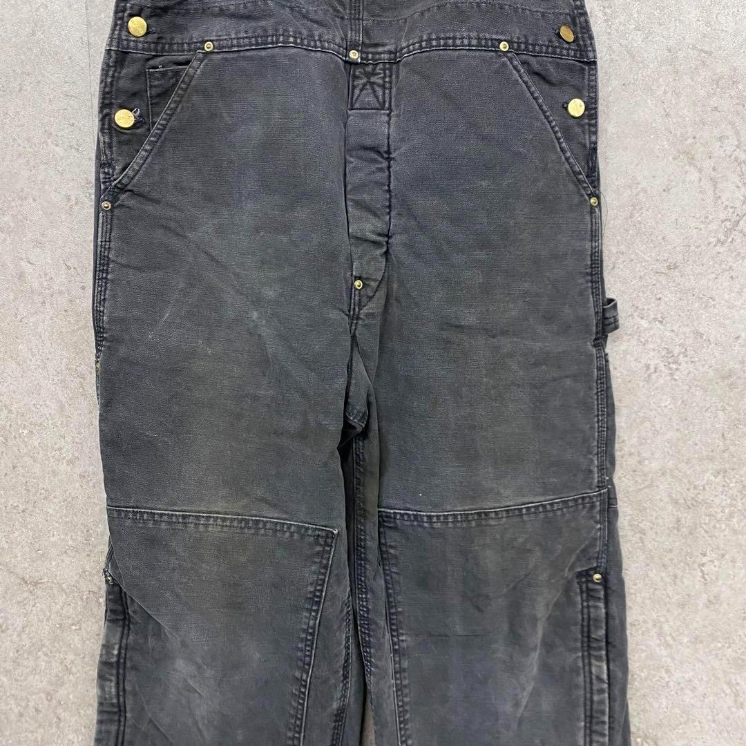 レア USA製90s古着○カーハート オーバーオール ブラック W38×L30