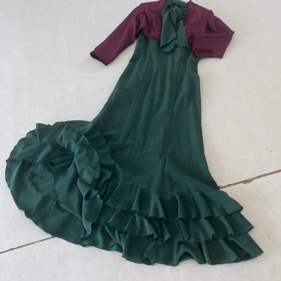 美品 フラメンコ衣装 ワンピース ボランテ オーダーメイド ボレロ・タイ付き