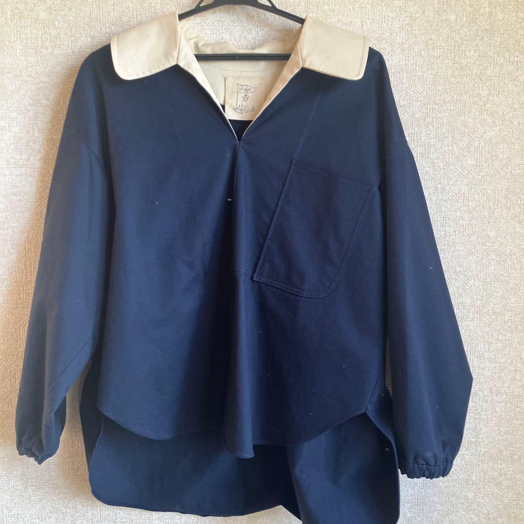 D'due ネイビー 長袖デニムシャツ