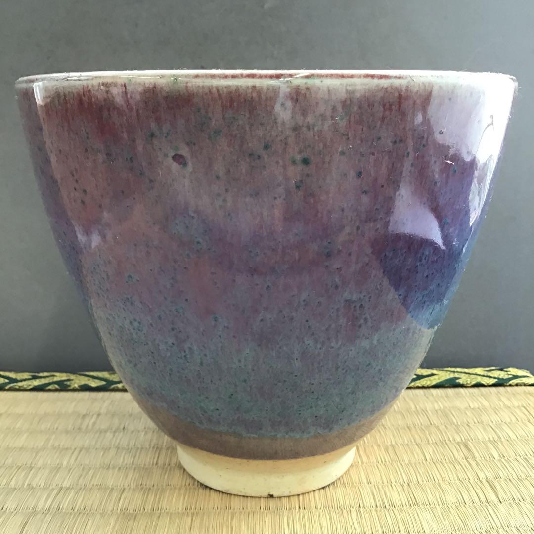 茶道具　建水　辰砂　南渓山窯　発色美　姜寿華　カンスウファ造　共箱　S222KS