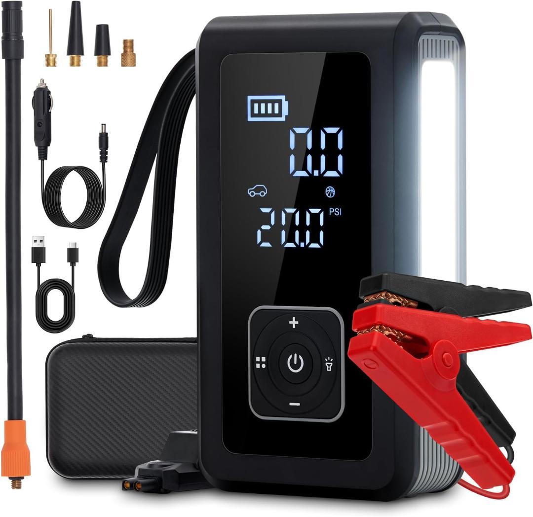 ジャンプスターター 12v 電動空気入れ 10000mAhモバイルバッテリー