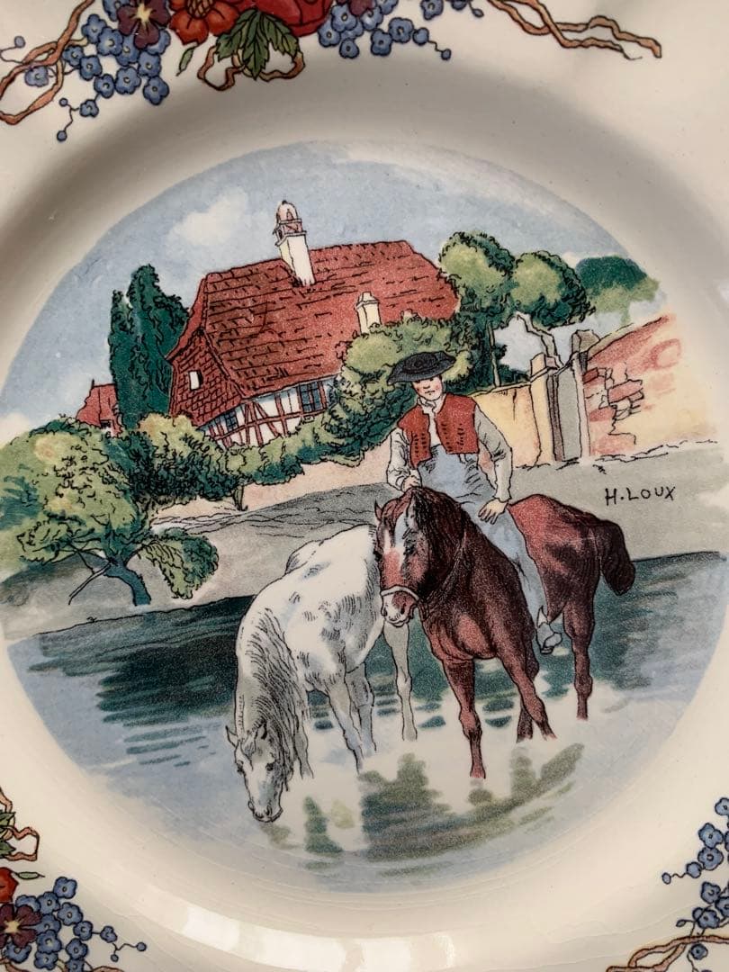 サルグミンヌ　フランスビンテージの大小3枚セット！牧歌的な絵柄が癒されます！