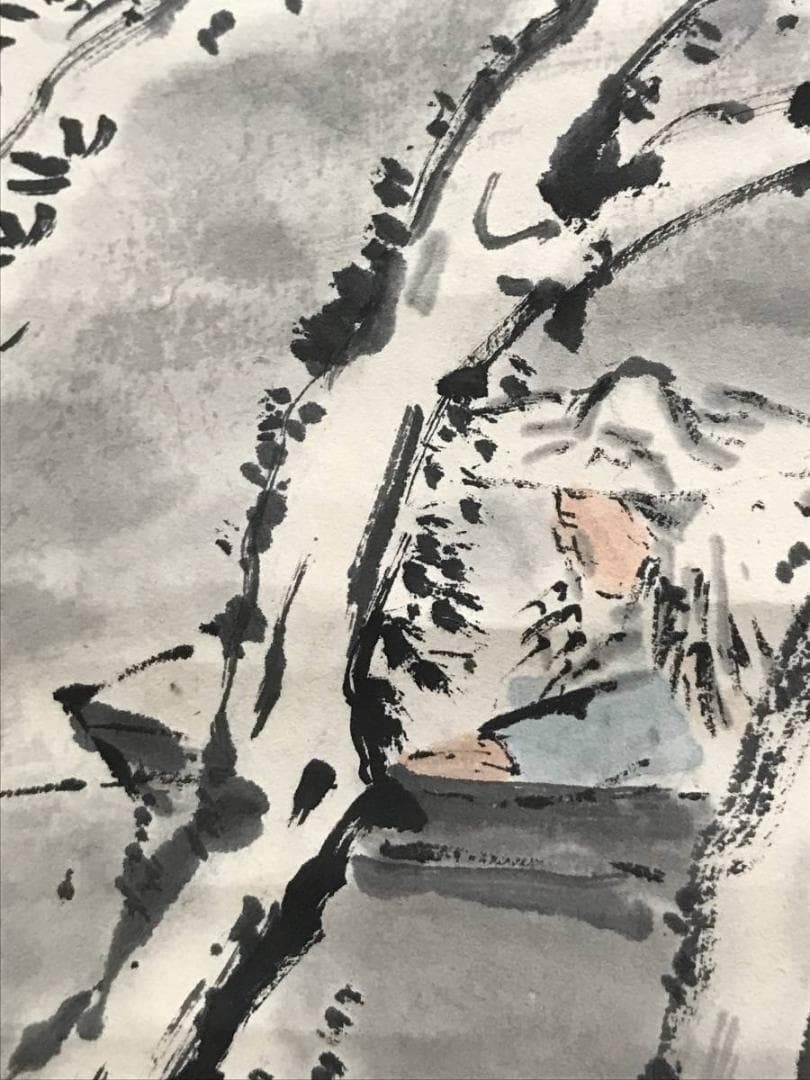 【真作】佐野蘆水/寒江漁楽図/山水図/雪景図/掛軸/名家伝来/AC-689