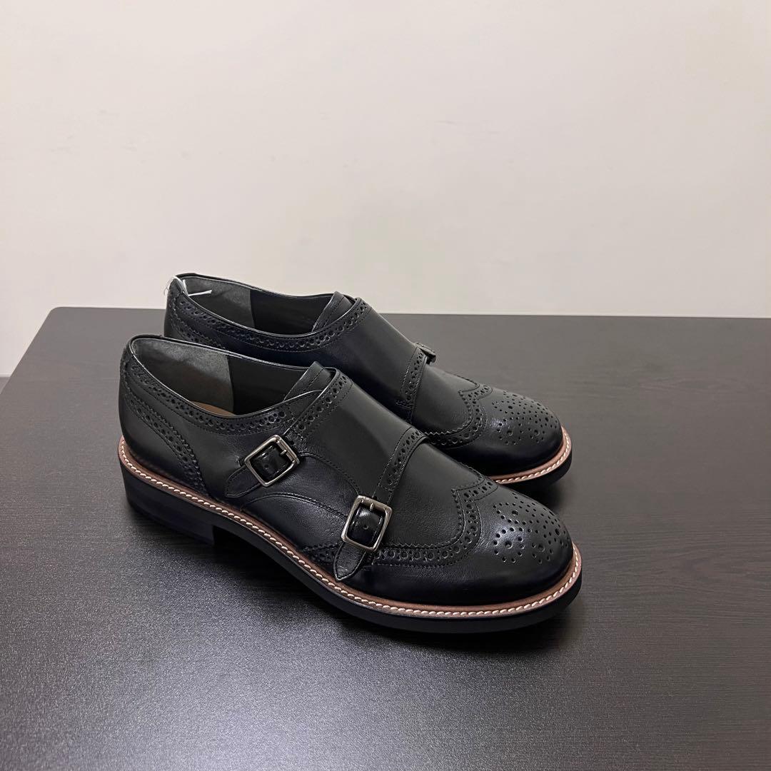 新品MARGARET HOWELL ダブルモンクストラップ 23ブラック革靴