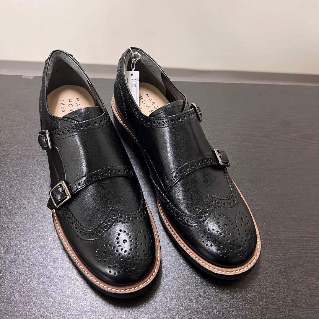 新品MARGARET HOWELL ダブルモンクストラップ 23ブラック革靴