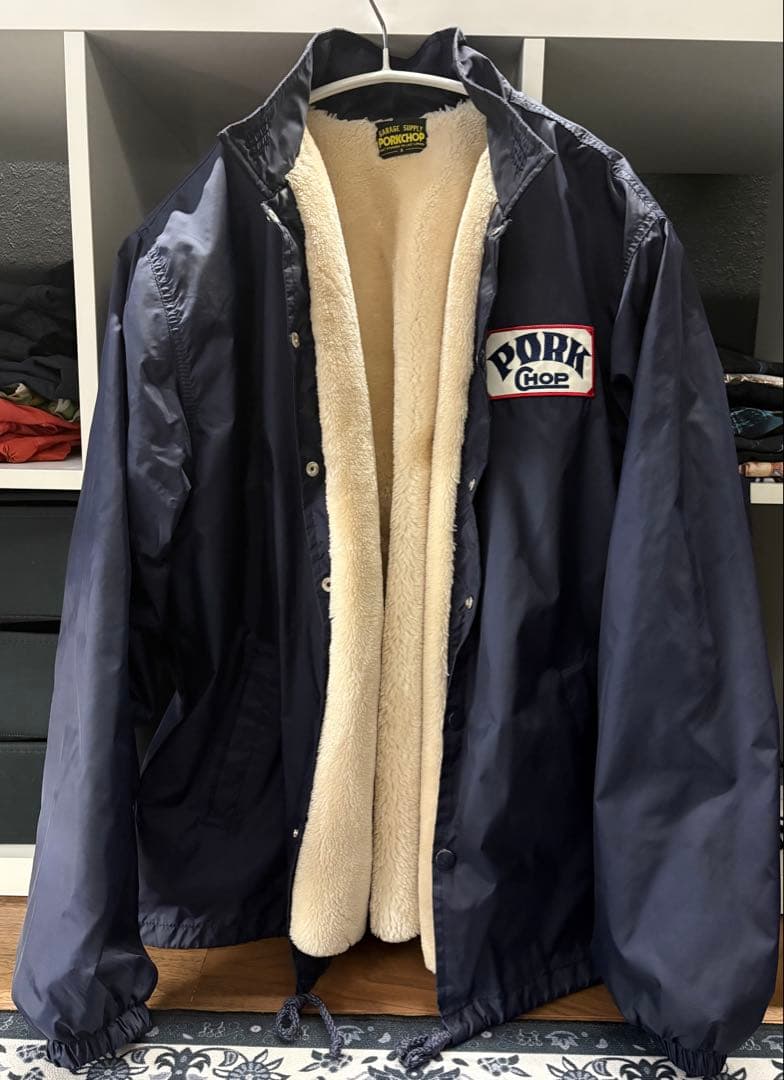 ク*モ様 PORKCHOP ボアナイロンジャケット 初期ネイビー