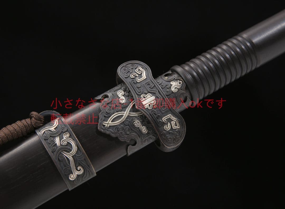 黒金古刀銅装鎏銀T 10鋼敷土焼刃 古兵器 武具 刀装具 日本刀 模造刀居合刀