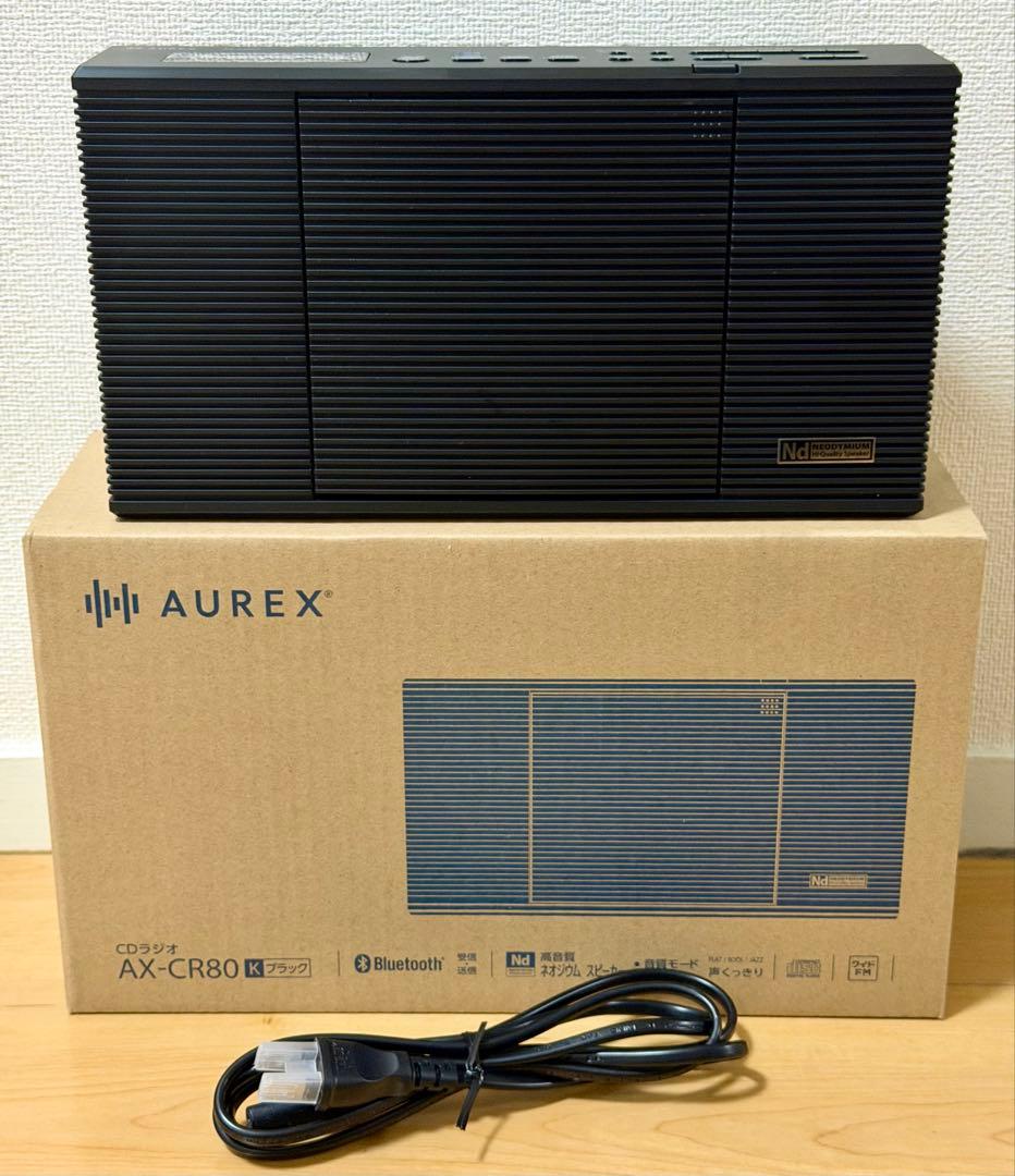 [新品]AUREX CDラジオ AX-CR80 K RCA変換プラグ付