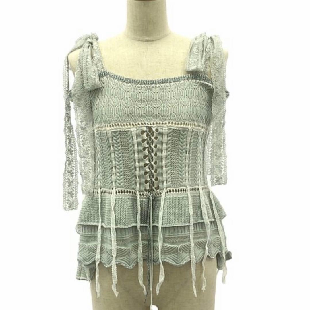 トップス rurumu: lace ribbon knit camisole