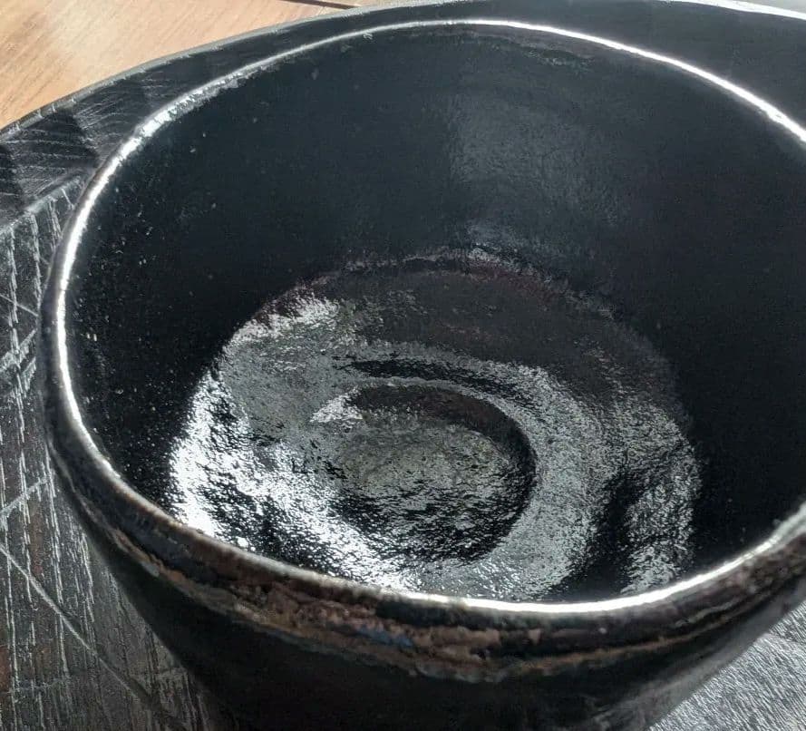 黒茶碗　九代大樋長左衛門作　共箱付き