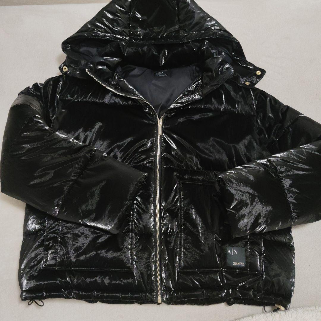 未使用★A|X★ARMANI EXCHANGE★エナメルブラックダウンジャケット